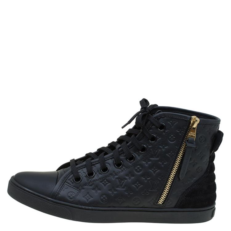 Louis Vuitton Black Monogram Embossed Leather Punchy High Top