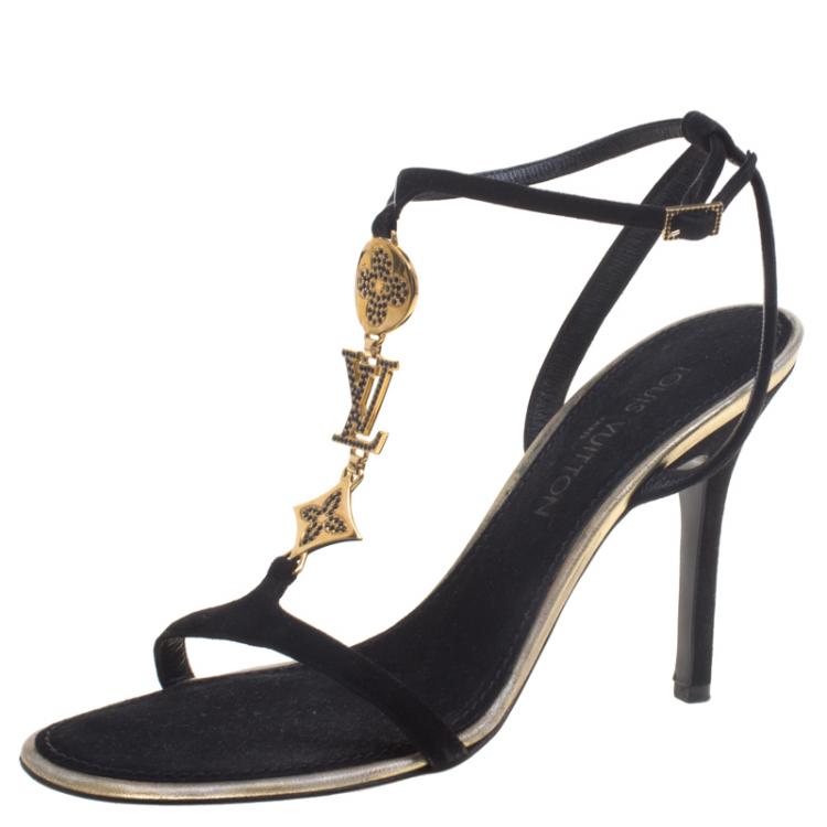 louis vuitton black heels with strap