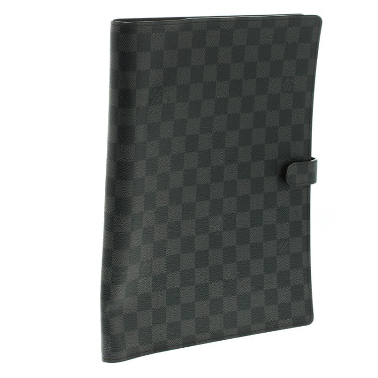 Pre Owned Louis Vuitton Damier Graphite Large Agenda Cover