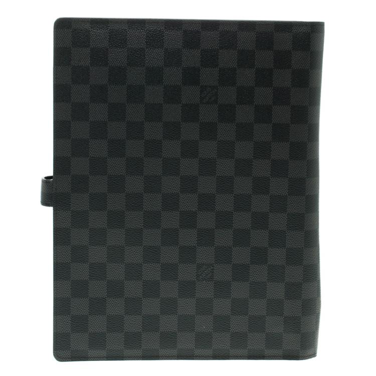 Pre Owned Louis Vuitton Damier Graphite Large Agenda Cover