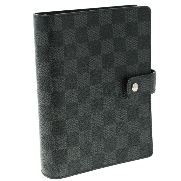 Pre Owned Louis Vuitton Damier Graphite Medium Ring Agenda Cover