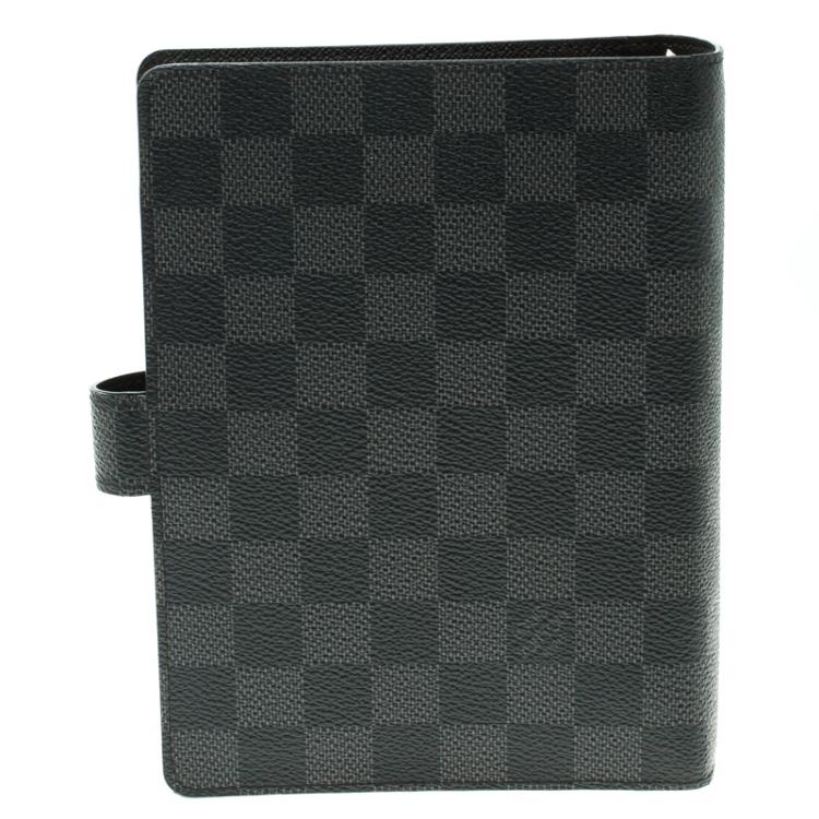 Pre Owned Louis Vuitton Damier Graphite Medium Ring Agenda Cover