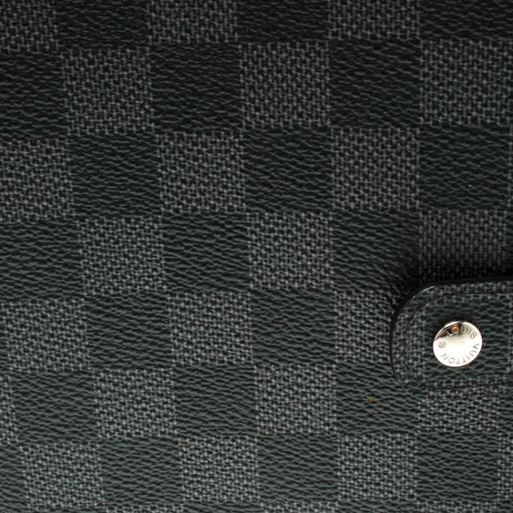 Pre Owned Louis Vuitton Damier Graphite Medium Ring Agenda Cover