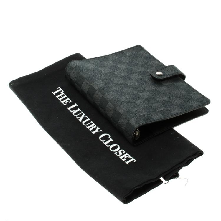 Pre Owned Louis Vuitton Damier Graphite Medium Ring Agenda Cover