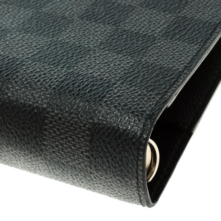 Pre Owned Louis Vuitton Damier Graphite Medium Ring Agenda Cover