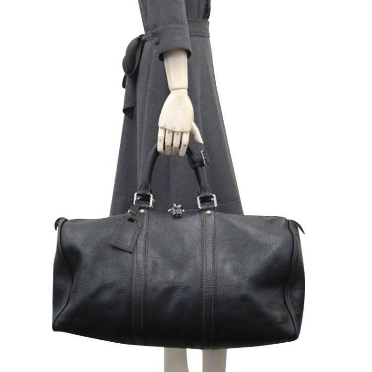 Pre Owned Louis Vuitton Limited Edition Black Tobago Leather Keepall 50 Bag