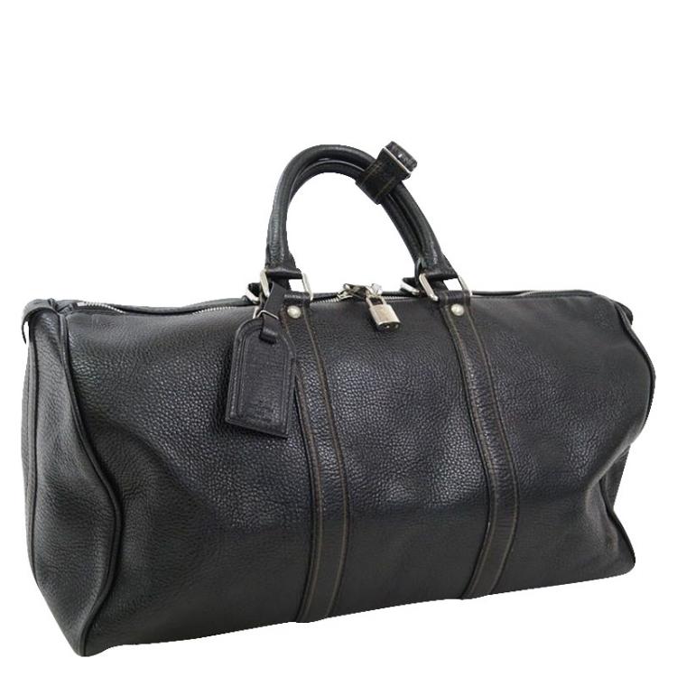 Pre Owned Louis Vuitton Limited Edition Black Tobago Leather Keepall 50 Bag