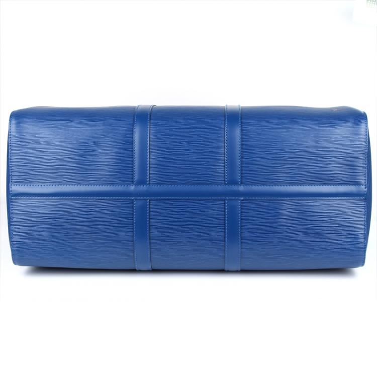 Pre Owned Louis Vuitton Toledo Blue Epi Leather Keepall 50 Bag