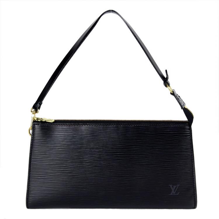 LOUIS VUITTON Noir Epi Leather Mini Pochette Bag