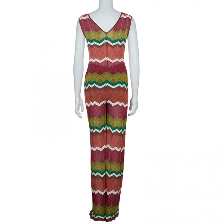 Pre Owned M Missoni Multicolor Zig Zag Jumpsuit S