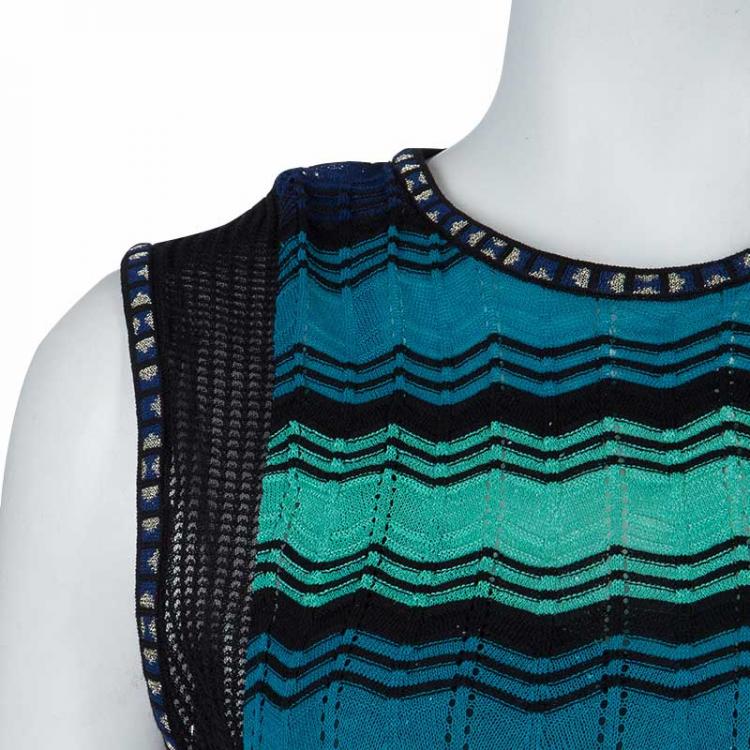 Pre Owned M Missoni Multicolor Zig Zag Pattern Sleeveless Knit Dress M