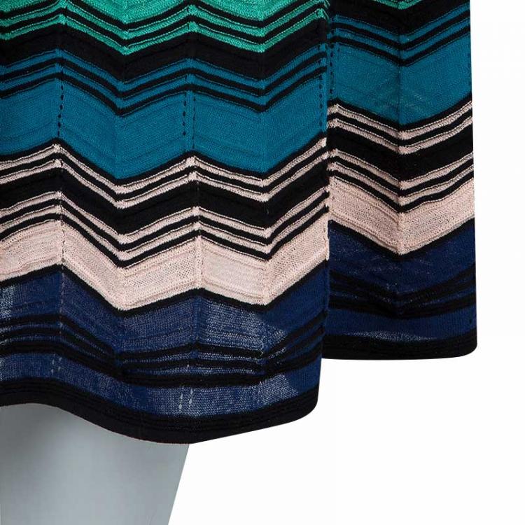 Pre Owned M Missoni Multicolor Zig Zag Pattern Sleeveless Knit Dress M