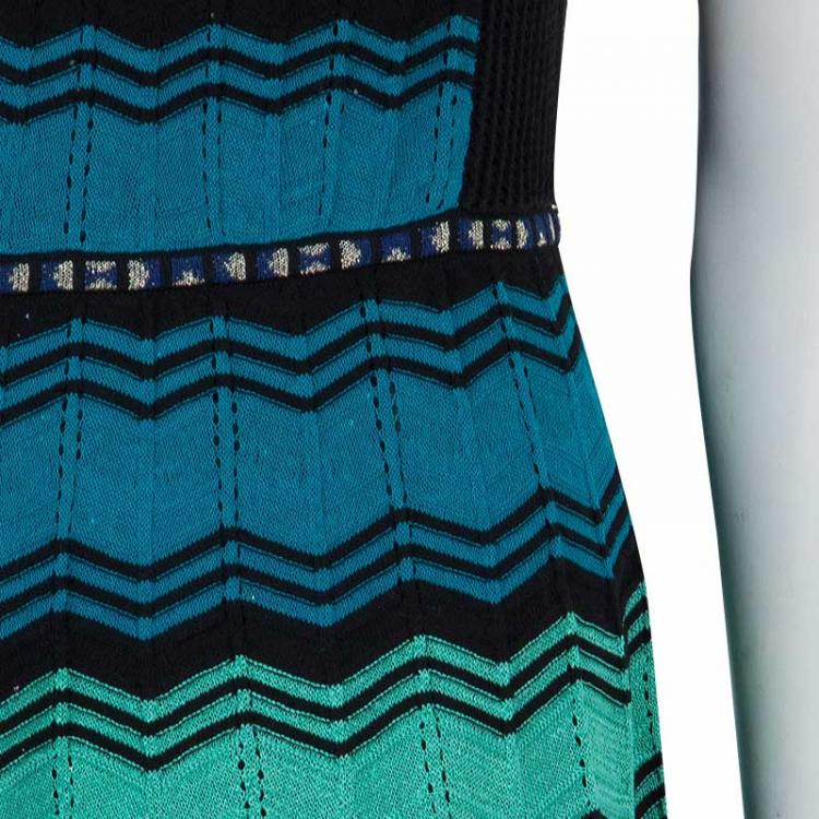 Pre Owned M Missoni Multicolor Zig Zag Pattern Sleeveless Knit Dress M