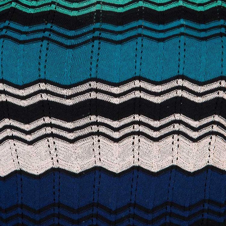 Pre Owned M Missoni Multicolor Zig Zag Pattern Sleeveless Knit Dress M