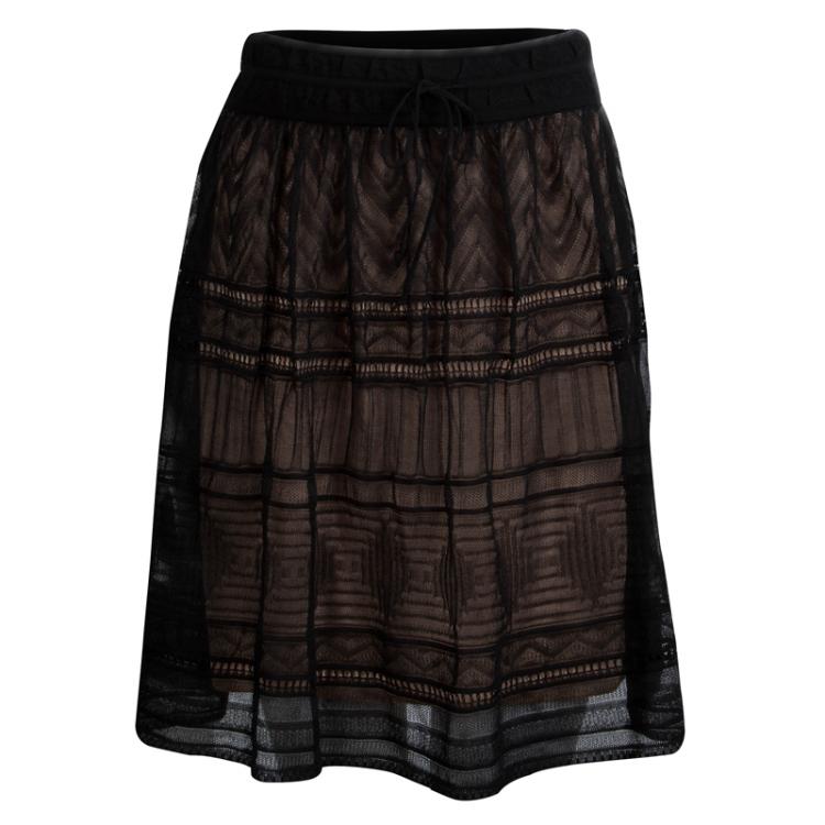 Pre Owned M Missoni Black Mesh Mini A-Line Skirt M