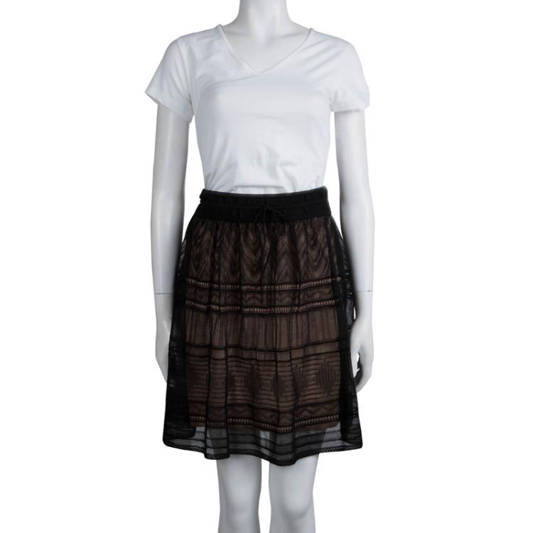 Pre Owned M Missoni Black Mesh Mini A-Line Skirt M