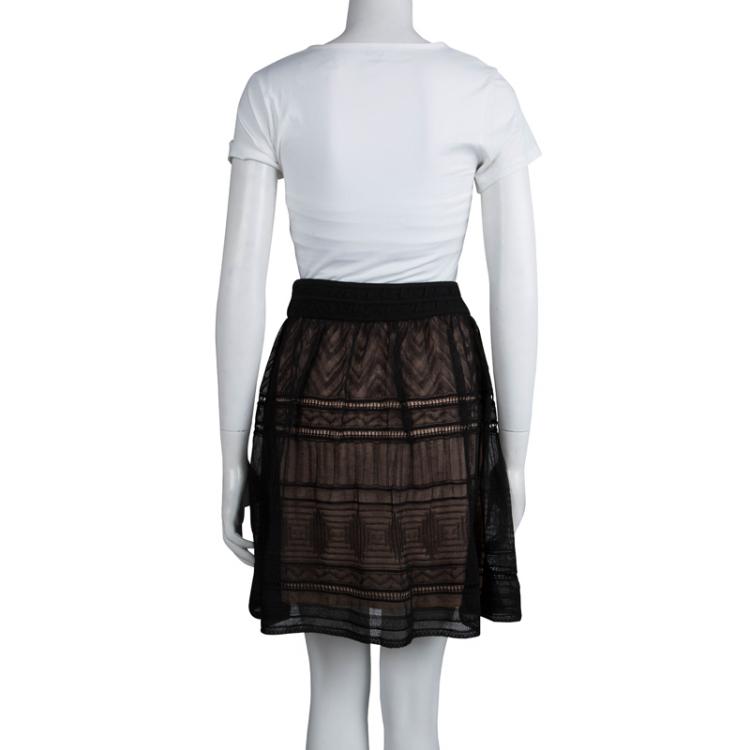Pre Owned M Missoni Black Mesh Mini A-Line Skirt M