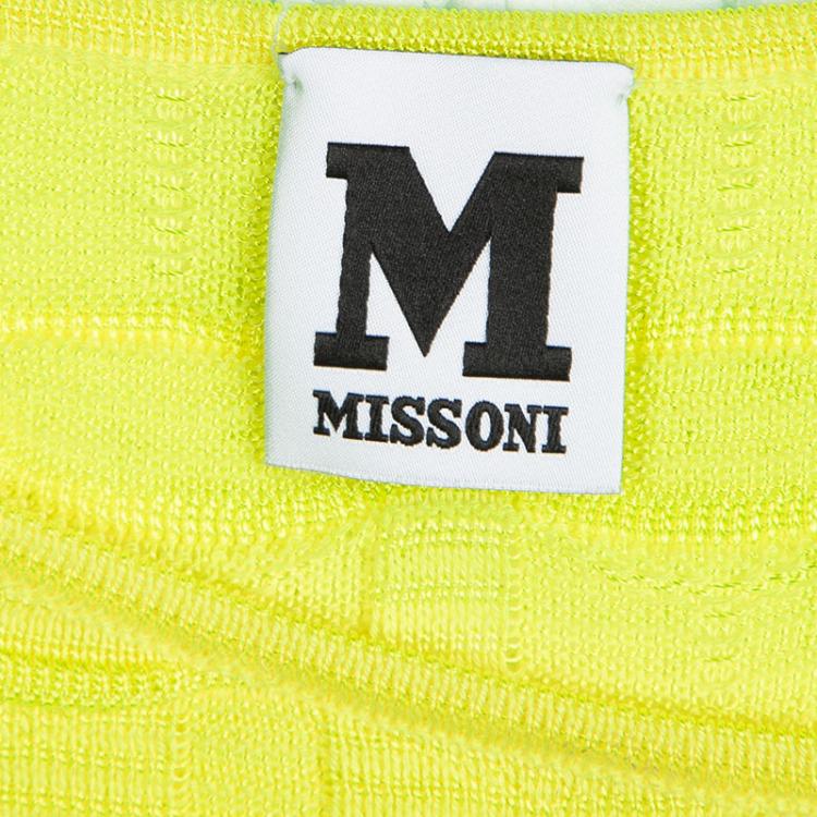 مملوكة مسبقًا M Missoni Neon Yellow Patterned Knit One Side Sleeve Top M