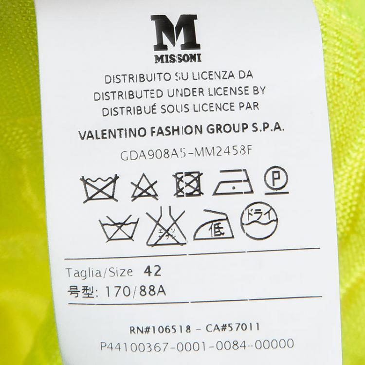 مملوكة مسبقًا M Missoni Neon Yellow Patterned Knit One Side Sleeve Top M