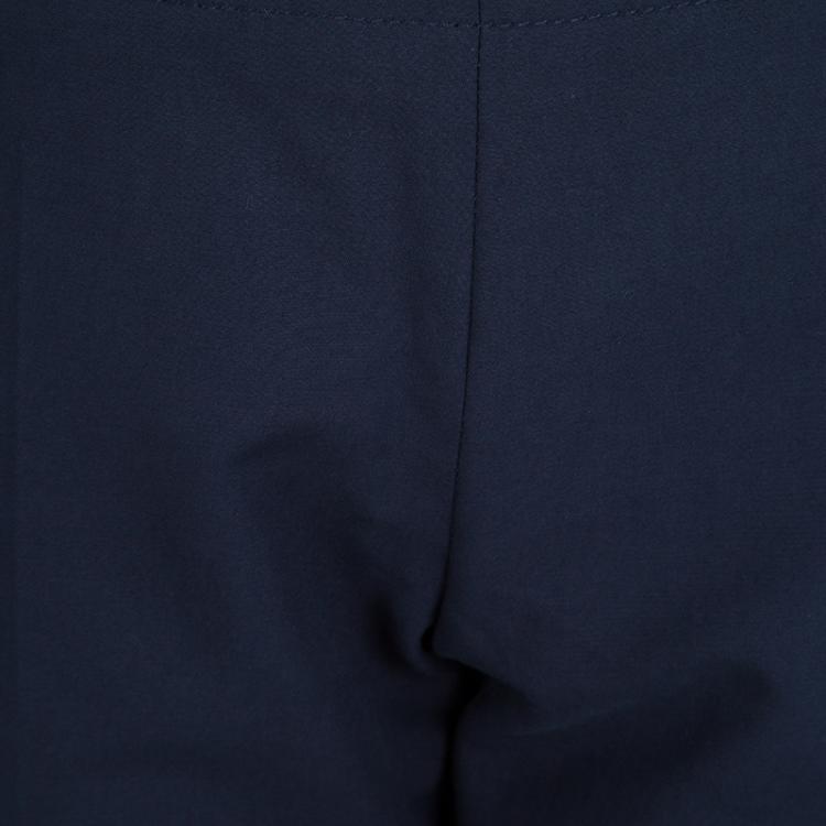 Pre Owned M Missoni Navy Blue Cotton High Waist Wide Leg Pants M