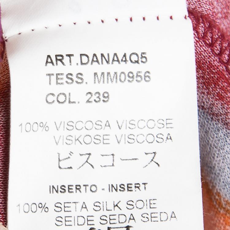 Pre Owned M Missoni Multicolour Printed Contrast Silk Trim Detail Short Sleeve Dress M