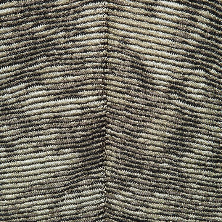 Pre Owned M Missoni Black and Gold Lurex Knit Short Sleeve Maxi Dress L