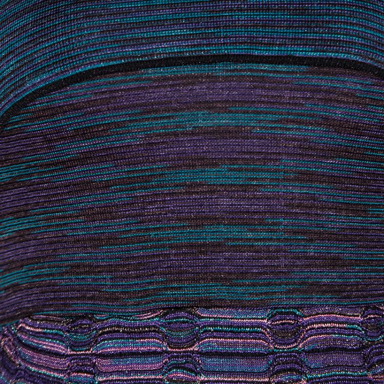 Pre Owned M Missoni Textured Lurex Knit Cutout Back Detail Sleeveless Maxi Dress S