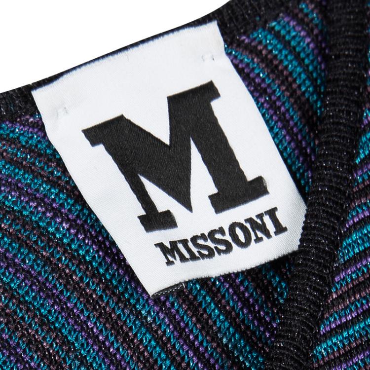 Pre Owned M Missoni Textured Lurex Knit Cutout Back Detail Sleeveless Maxi Dress S