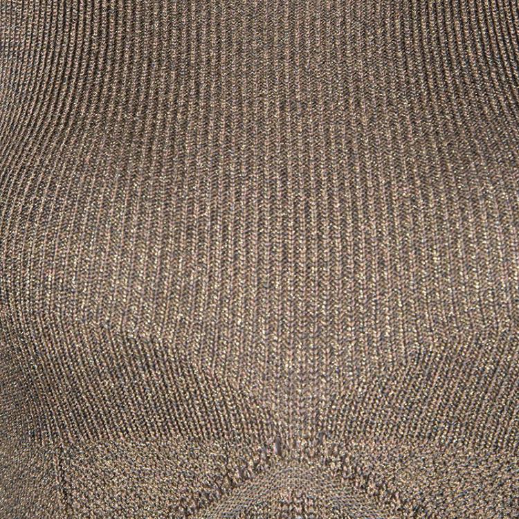 Pre Owned M Missoni Multicolor Lurex Knit Chevron Pattern Sleeveless Skater Dress M