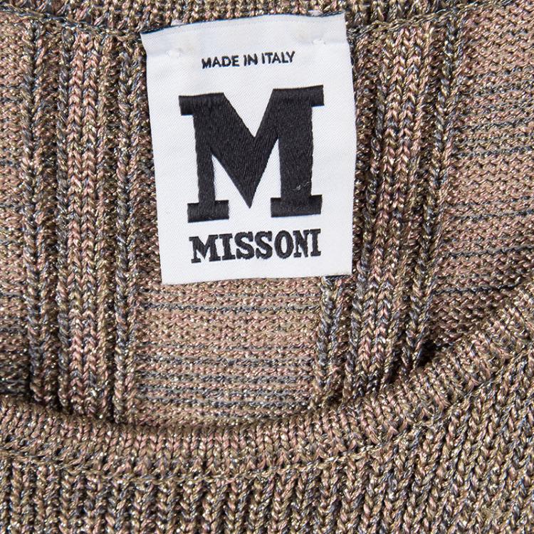 Pre Owned M Missoni Multicolor Lurex Knit Chevron Pattern Sleeveless Skater Dress M
