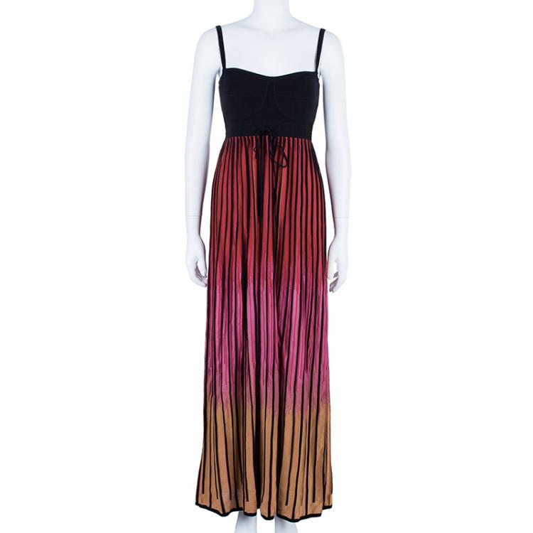 Pre Owned M Missoni Ombre Ribbed Knit Maxi Dress M