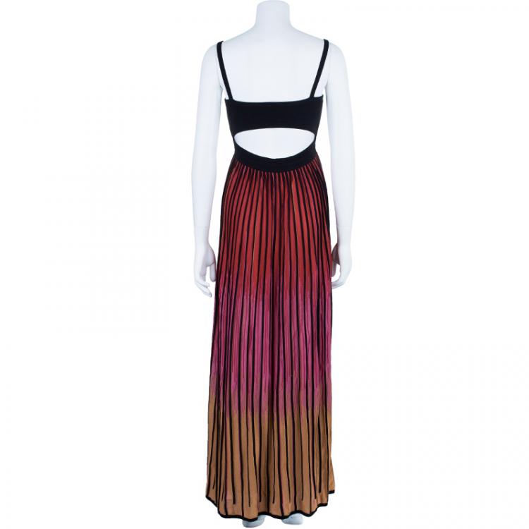 Pre Owned M Missoni Ombre Ribbed Knit Maxi Dress M
