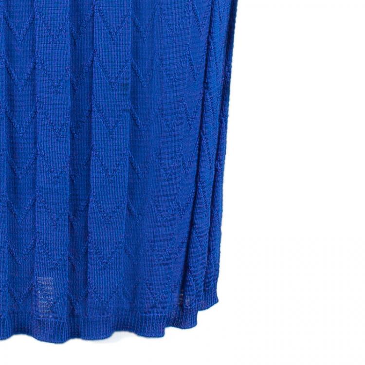 Pre Owned M Missoni Blue Keyhole Detail Knit Dress M