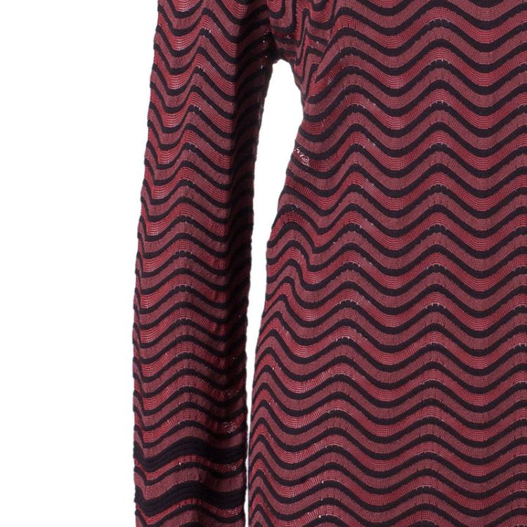 Pre Owned M Missoni Red Wave Knit Dress L