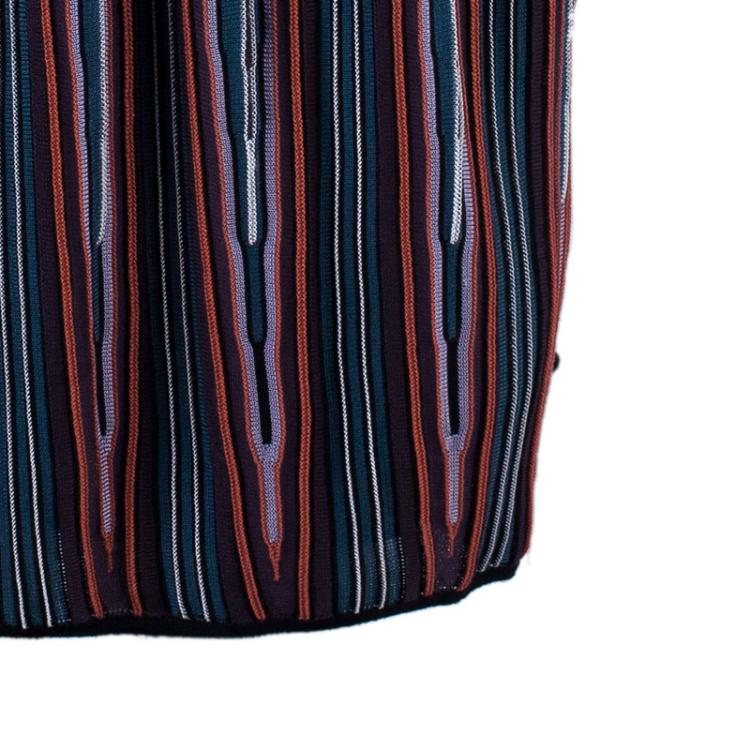 Pre Owned M Missoni Criss-Cross Short Sleeve Pleated Multicolor Dress M