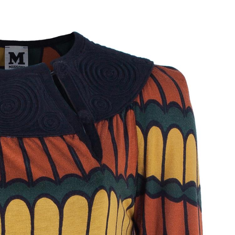 مملوكة مسبقًا M Missoni Multicolor Patterned Long Sleeve Knit Dress S