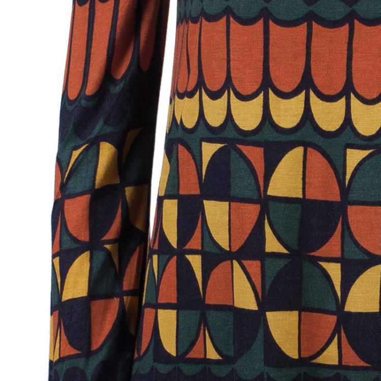مملوكة مسبقًا M Missoni Multicolor Patterned Long Sleeve Knit Dress S