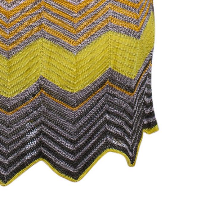 Pre Owned M Missoni Yellow Off-Shoulder Knit Dress M