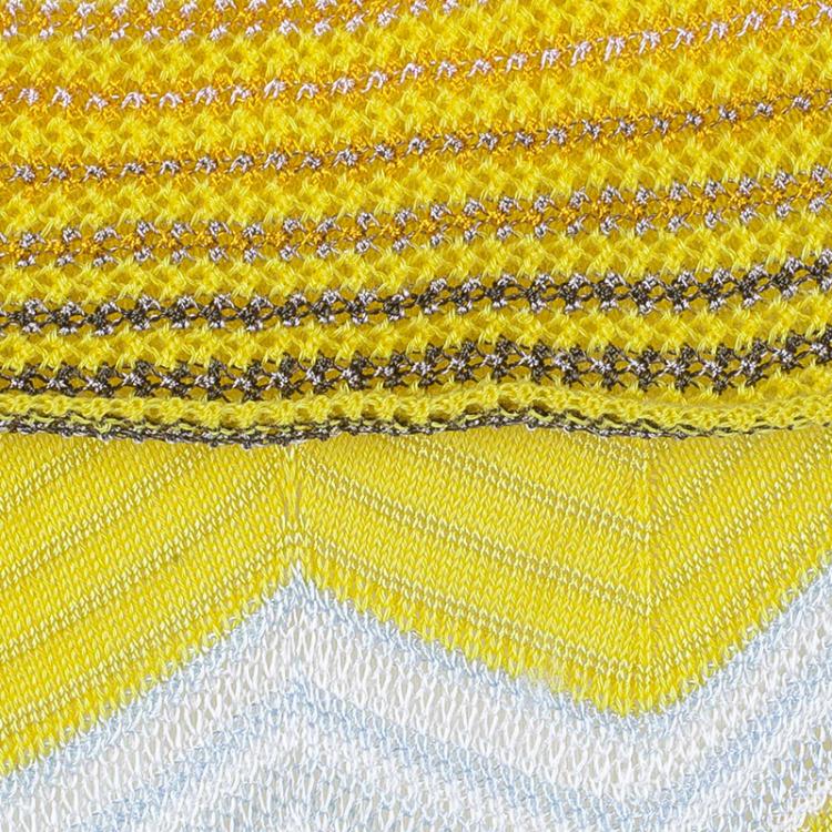 Pre Owned M Missoni Yellow Off-Shoulder Knit Dress M