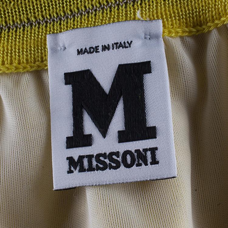 Pre Owned M Missoni Yellow Off-Shoulder Knit Dress M