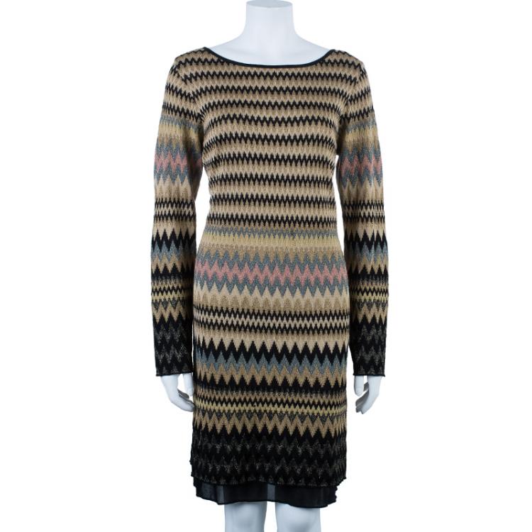 Pre Owned M Missoni Backless Zig-Zag Dress L