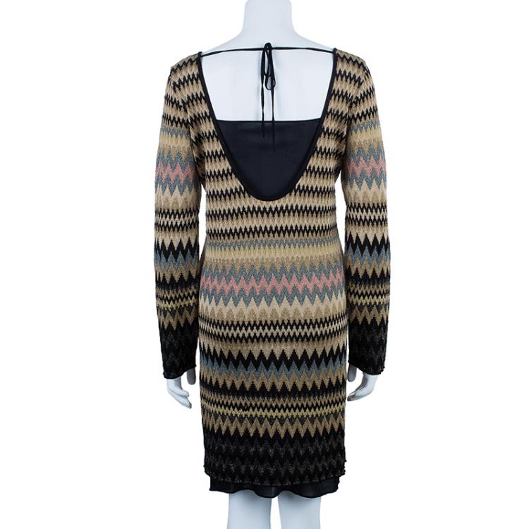 Pre Owned M Missoni Backless Zig-Zag Dress L