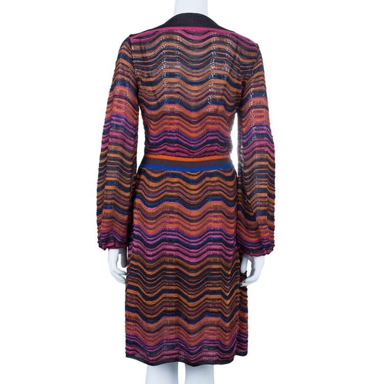 مملوكة مسبقًا M Missoni Multicolor Wave Knit Short Dress L