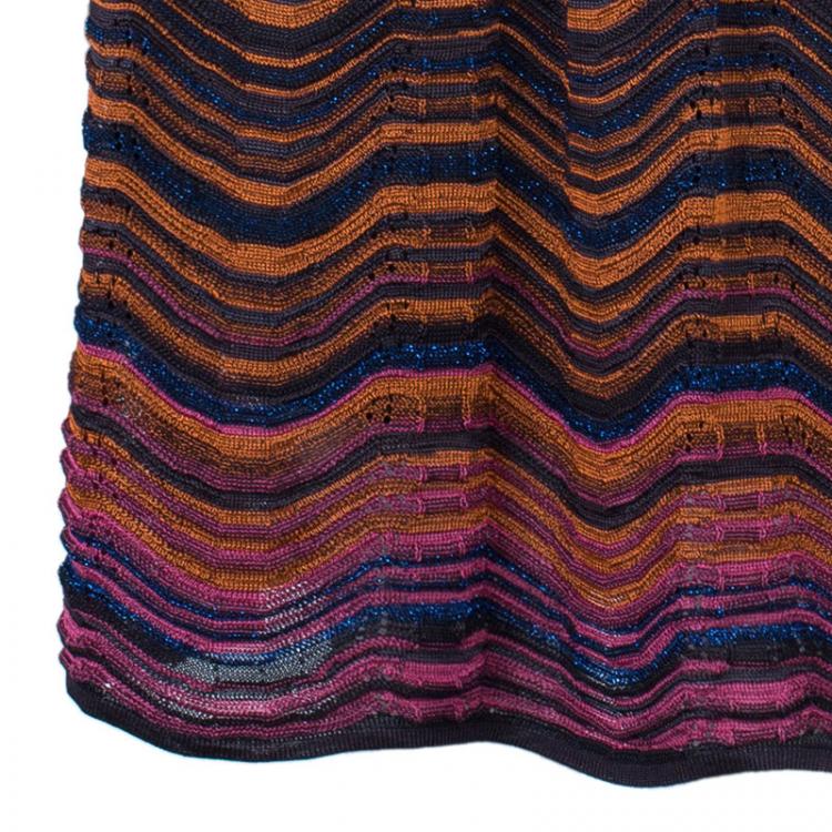 مملوكة مسبقًا M Missoni Multicolor Wave Knit Short Dress L
