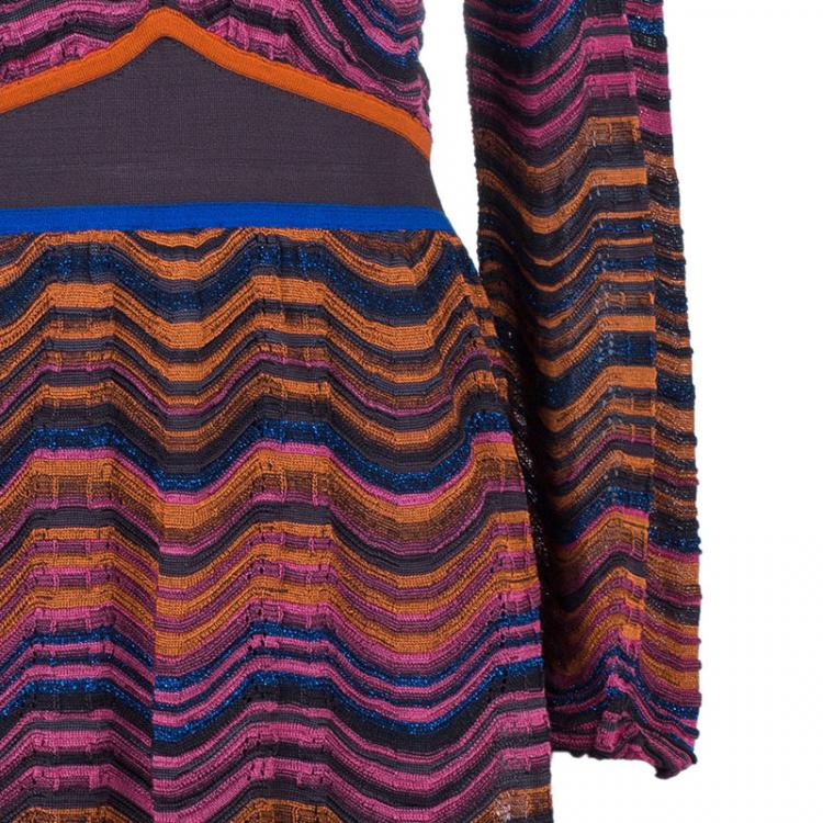 مملوكة مسبقًا M Missoni Multicolor Wave Knit Short Dress L