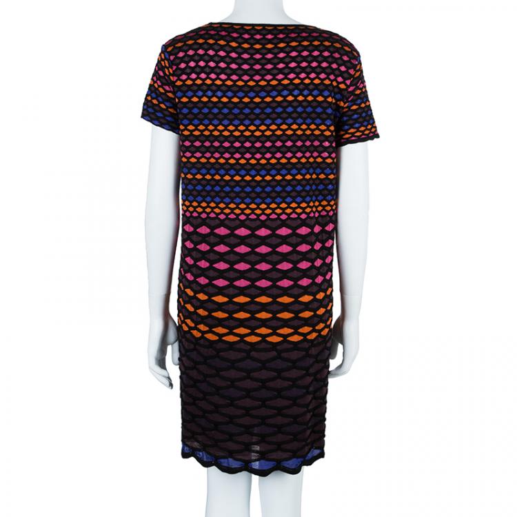 Pre Owned M Missoni Multicolor Geometric Knit Dress XL