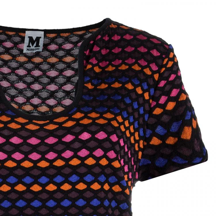 Pre Owned M Missoni Multicolor Geometric Knit Dress XL