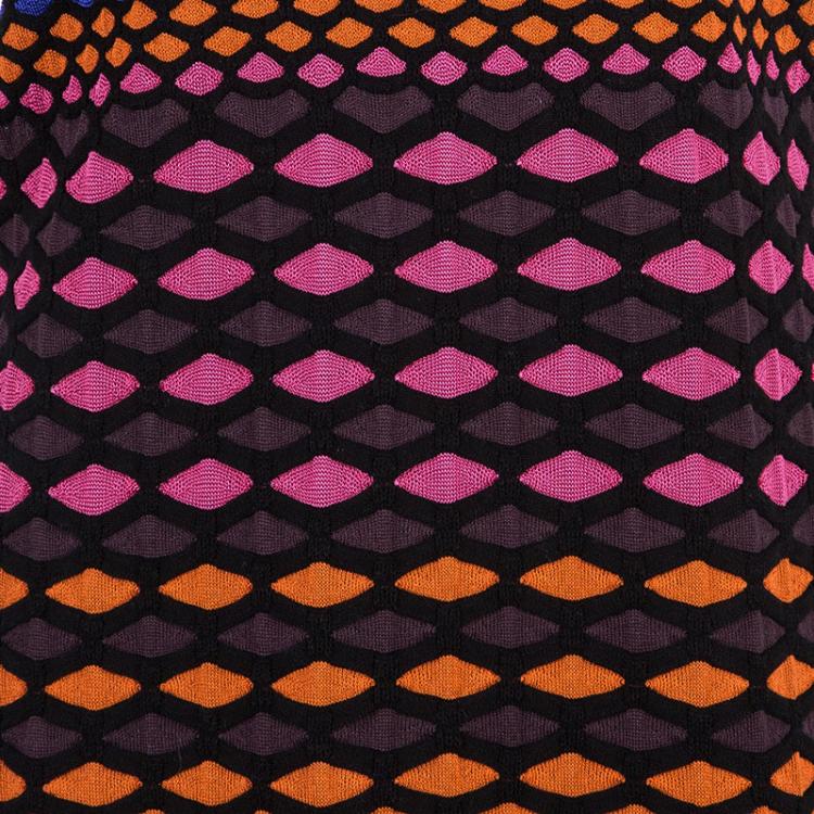 Pre Owned M Missoni Multicolor Geometric Knit Dress XL