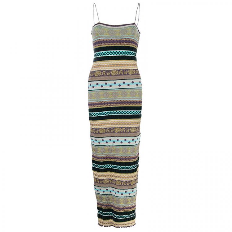 Pre Owned M Missoni Multicolor Crochet Knit Maxi Dress S