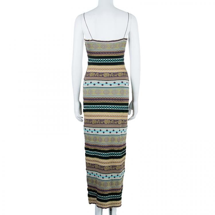 Pre Owned M Missoni Multicolor Crochet Knit Maxi Dress S